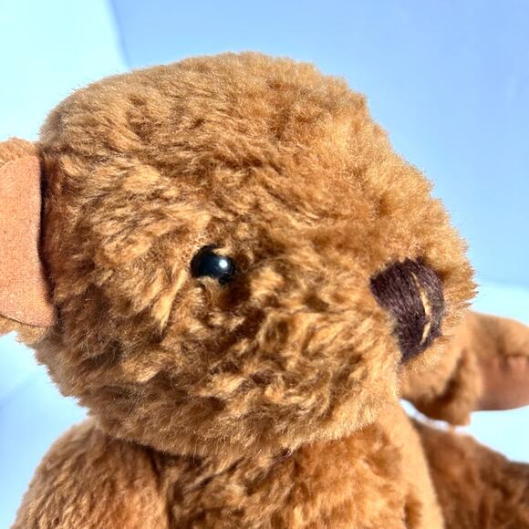 Handmade Jointed Brown Teddy Bear Fuzzy Round Sweet Face Stuffed Bear - Picture 6 of 8